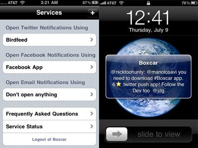 Push Notifications for Facebook and Twitter with Boxcar App for iPhone