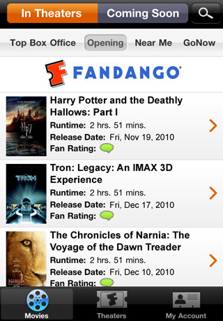 Figure out everything you need to know about movies with Fandango Movies app for iPhone