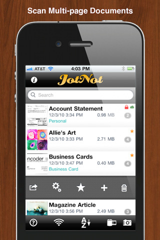 iPhone JotNot Scanner Pro app