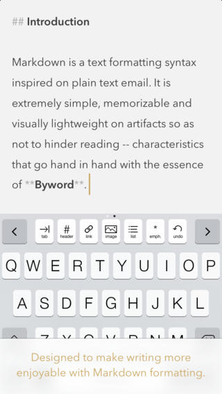 Byword App for iPhone