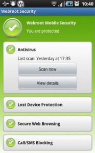 Android Webroot Mobile Security app