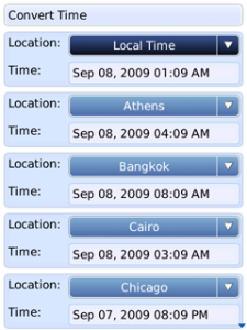 World Clock Blackberry app 