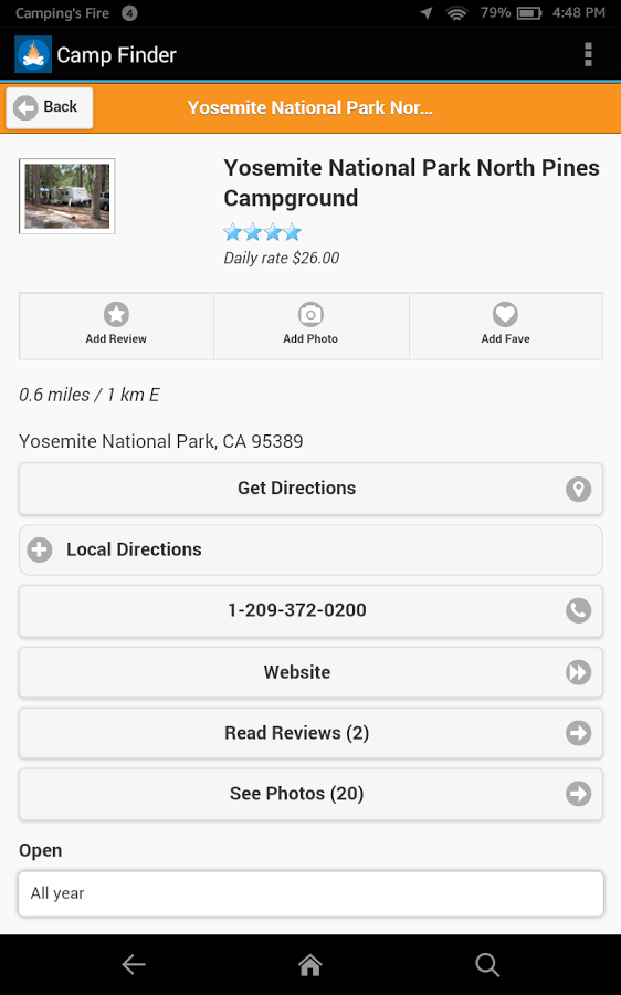 Camp Finder Campgrounds Android App