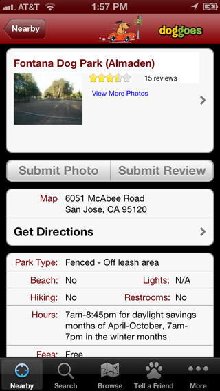 Dog Park Finder Plus iPhone App